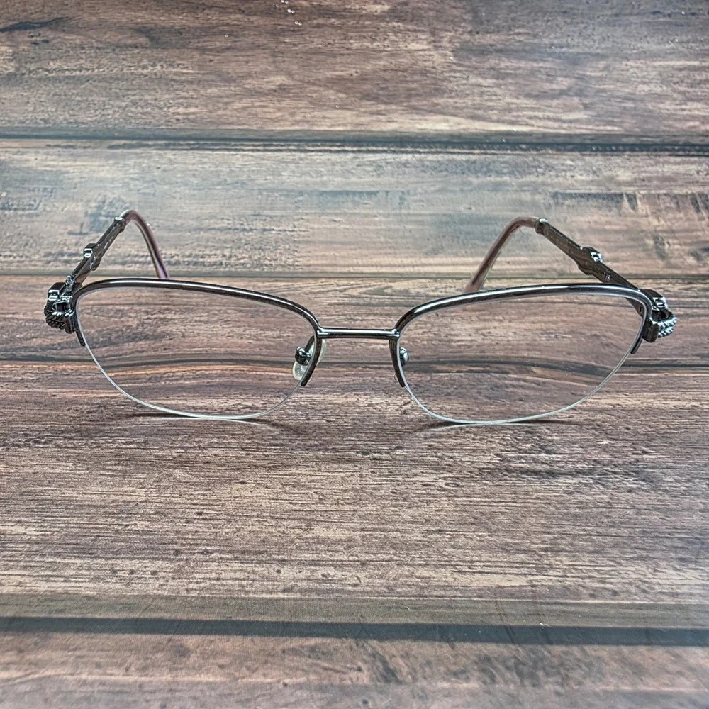 Vera Bradley Gwen Gunmetal Semi Rimless Eyeglasses Frames Rhinestone 135mm